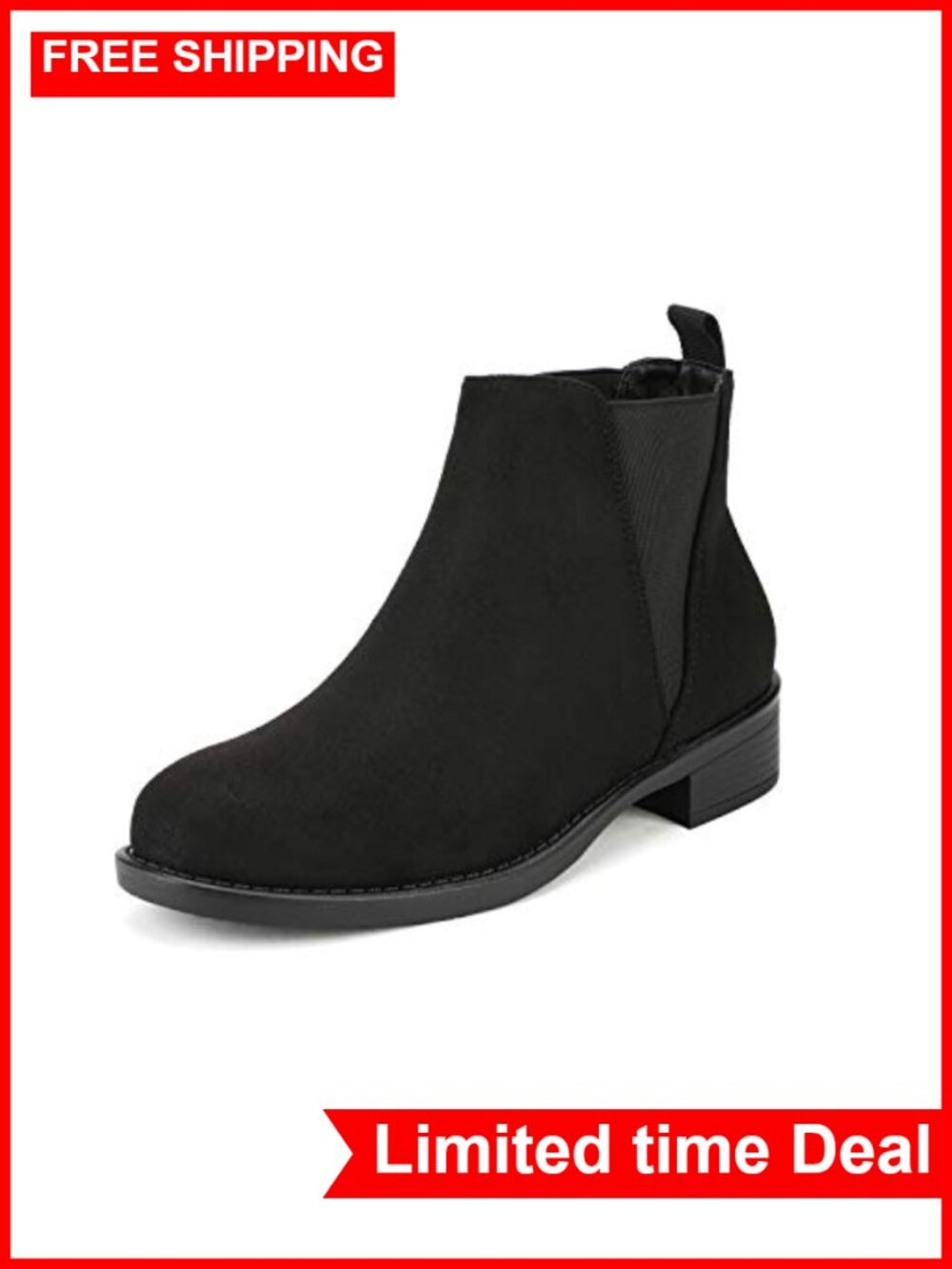 Women's Chelsea Ankle Boots Faux Suede Comfort Low Heel Booties